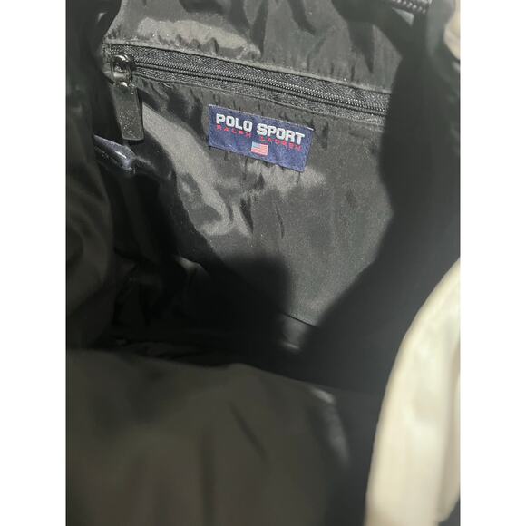 Polo Sport Ralph Lauren Backpack White Nylon Rucksack Flag Logo Vintage Style